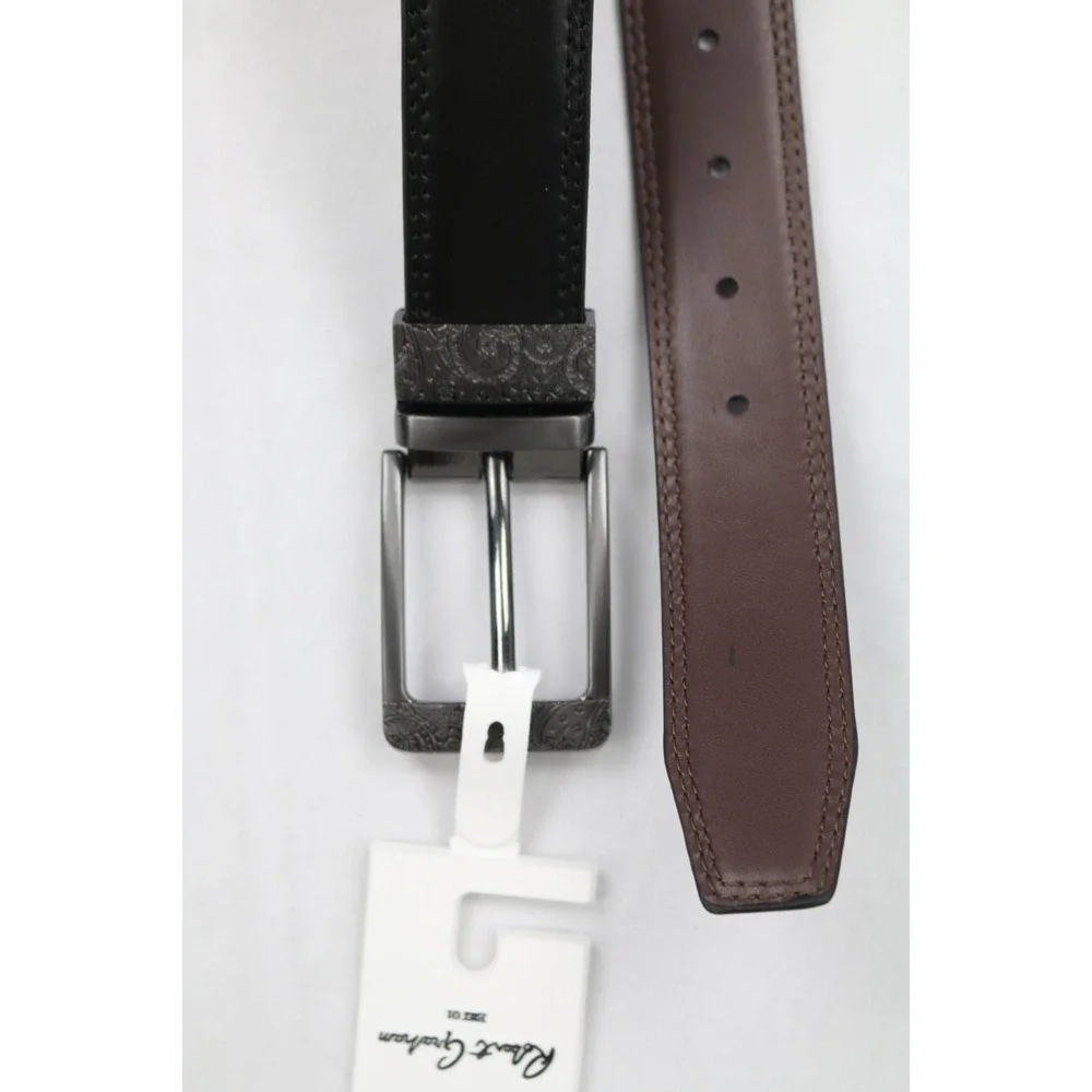 Robert Graham BAROLO REVERSIBLE BELT Black/Brown Leather Men's Size: 38 $98